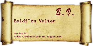Balázs Valter névjegykártya
