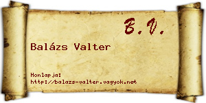 Balázs Valter névjegykártya